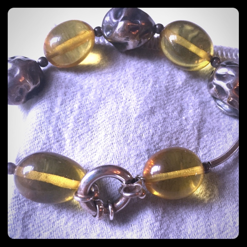 Sterling and genuine green amber bracelet!
